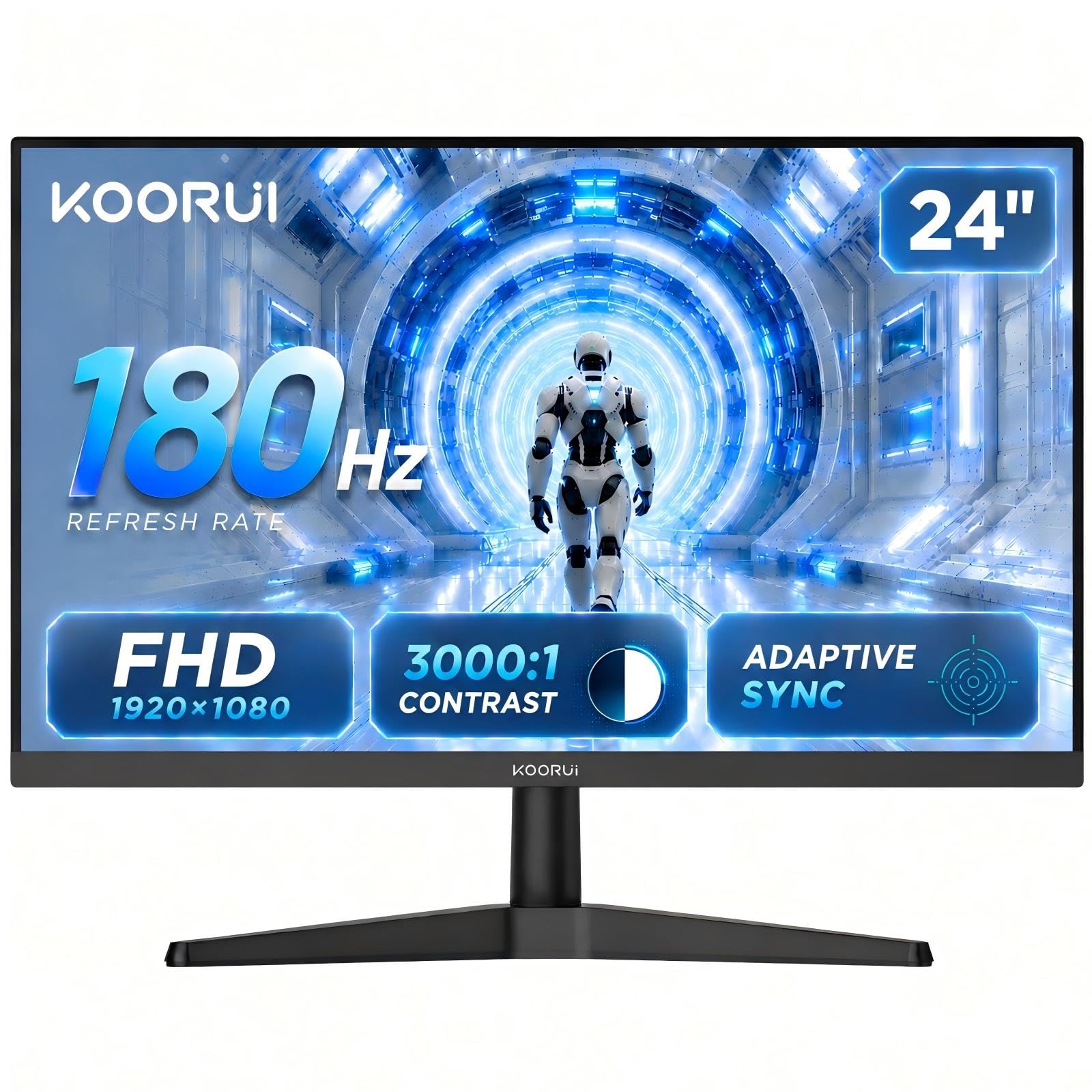 KOORUI 24 Inch Gaming Monitor, 180Hz FHD 1080P VA Display with 30…