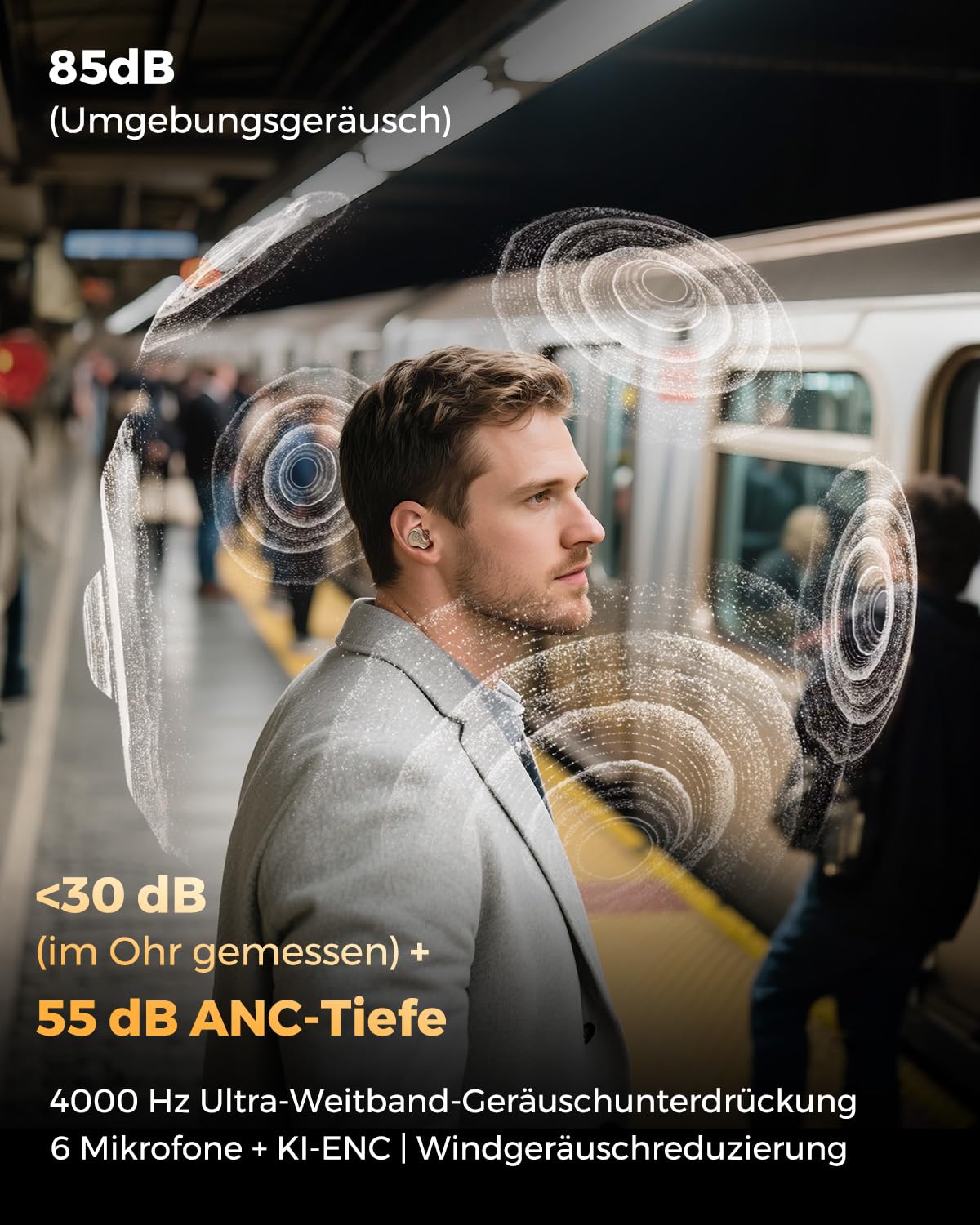 SoundPEATS H3 In-Ear Bluetooth Kopfhörer, Hi-Res/aptX Lossless/LDAC, Dual-BA + 12 mm Dynamic Driver, 55 dB Geräuschunterdrückung, Snapdragon Sound, QCC3091, 3-Mic, Multipoint, App, Schwarz-Gold