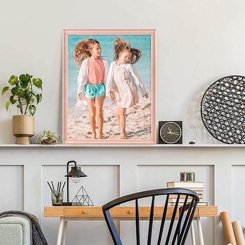 Miniatura 6 de Juego de 2 marcos de 16 x 20 pulgadas con plexiglás de alta definición, marcos de fotos de 16 x 20 pulgadas para pared, color oro rosa