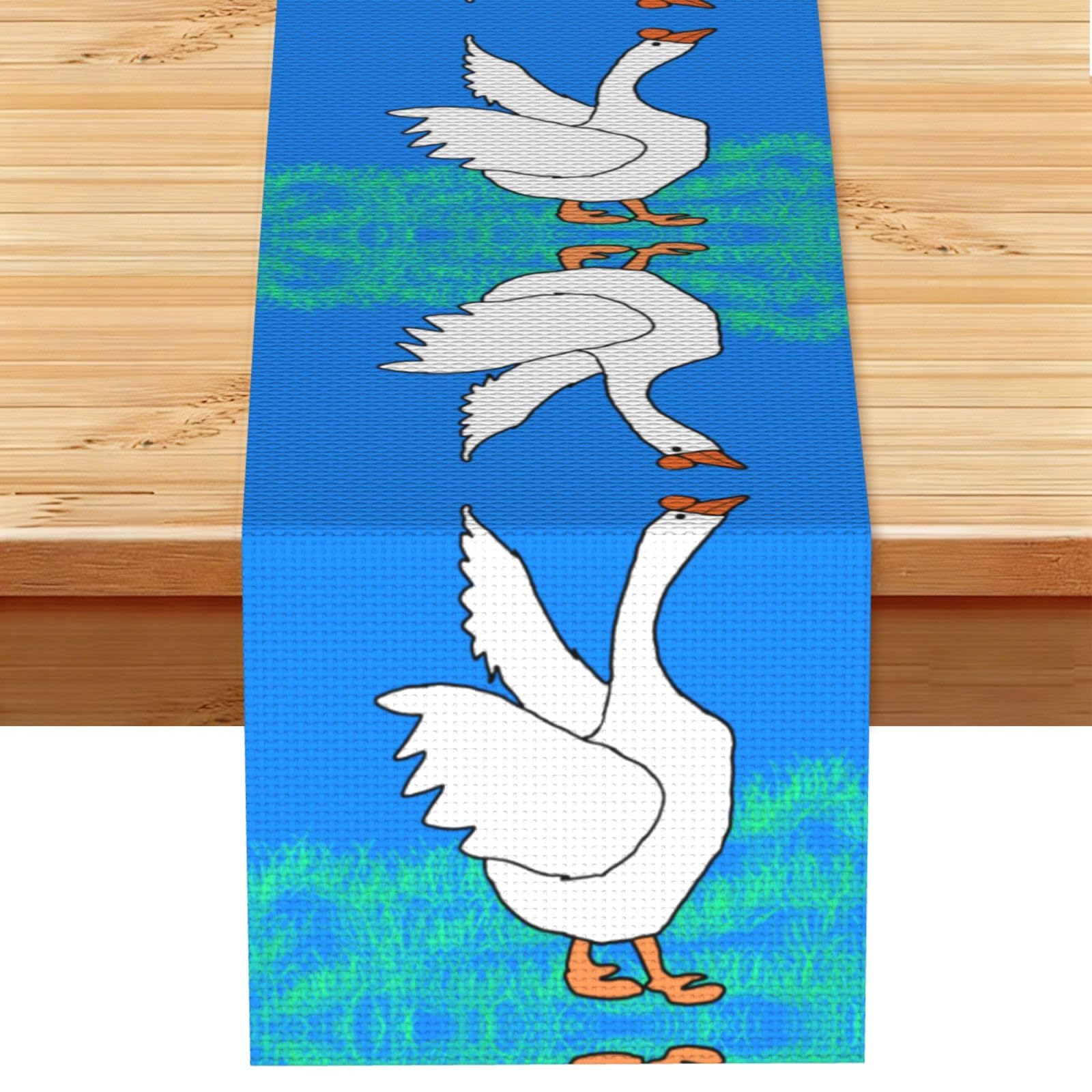white goose spread its wings Linen Feel Table Runner Wedding Party Home Decoration