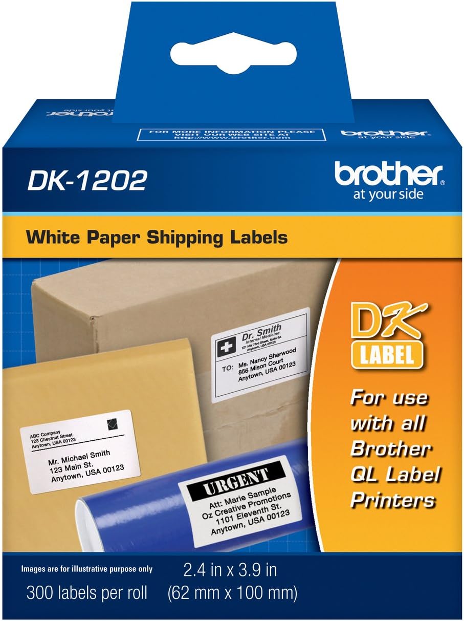 Brother DK1202 Standard Shipping Labels, 300 Labels Per Roll for Brother QL-700, QL700 Label Printer