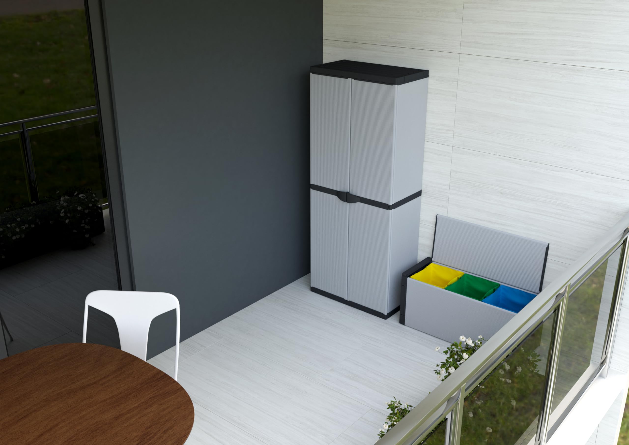 Armadio Modulare 2 Ante Grigio PVC - Per Interno Ed Esterno, Ideale Per Attrezzi E Organizzazione | 68x39.5x85cm