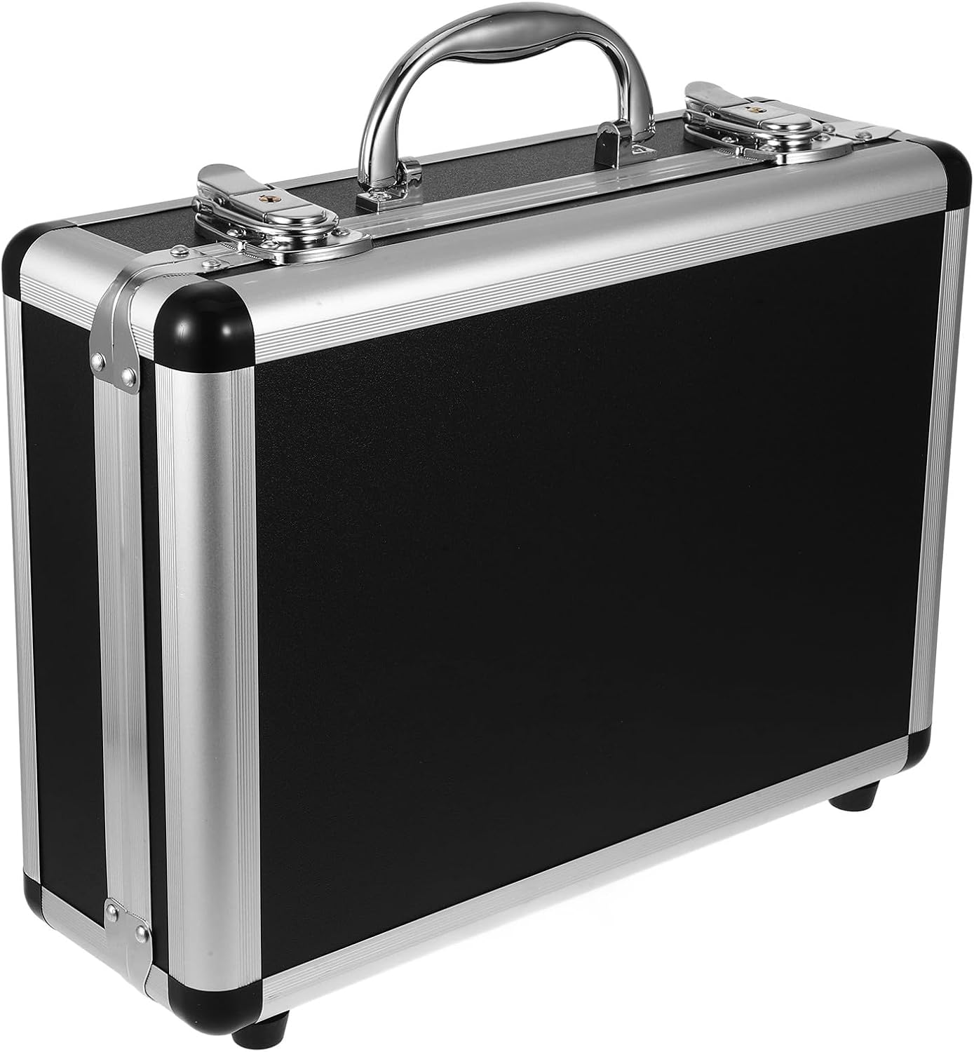 Luxshiny Aluminum Portable Tool Box with Lock, Compact Black Hard Case Organizer for Travel and Home Storage, Metal Tool Carrying Case with Handle, Compact Gear Storage for Mechanics