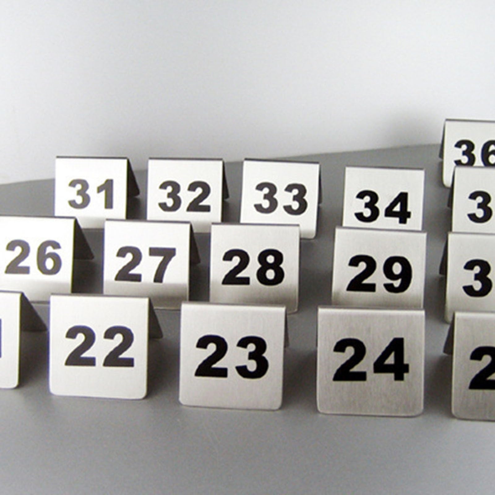 Tarjetas de números de mesa de restaurante, tarjetas de números de mesa de acero inoxidable, impresión a doble cara, 1-25, 1-50, adecuadas for restaurantes(1-50)
