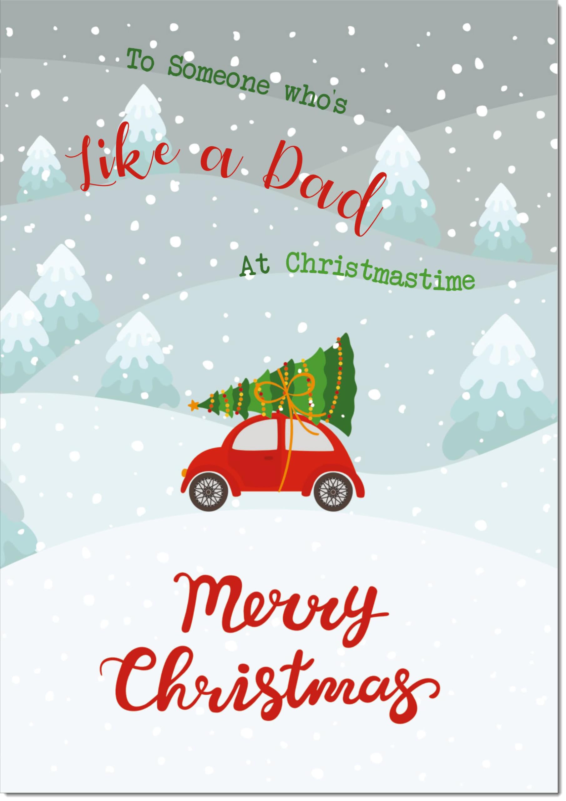 doodlecards Like a Dad Christmas Card Christmas Tree on Car Large A4 Size Christmas Card for Like a Dad with Plain Envelope — image 1