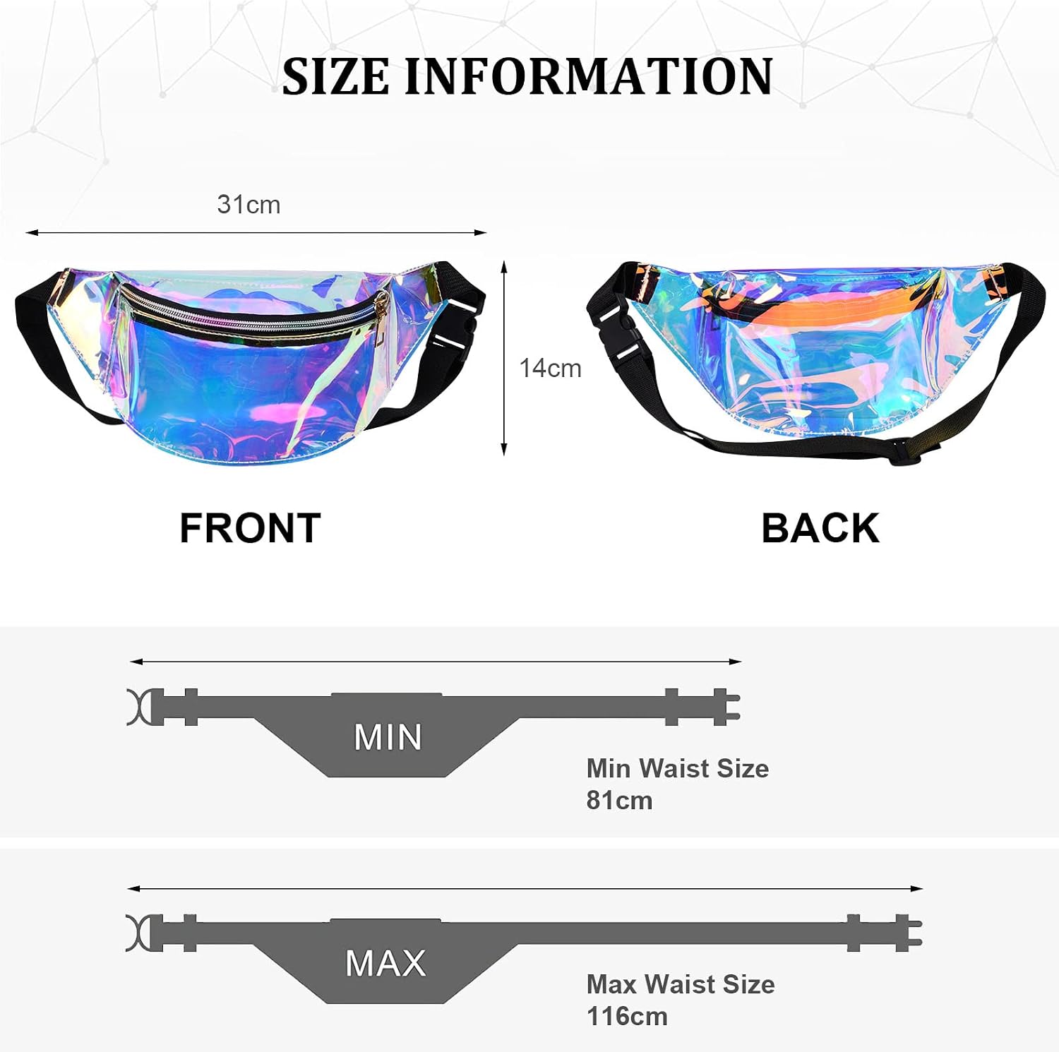 Flintronic Women's Bum Bag Fashion Waterproof Bum Bag Women Belt Bag Compartments with 3 Compartments Adjustable Strap Waist Bag for Sports Travel Hiking Outdoor Travel #4 TPU - Image 4