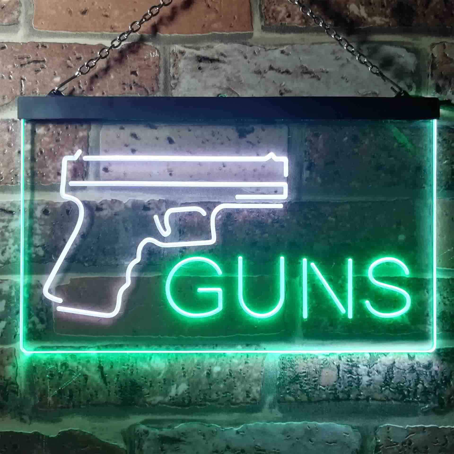 ADVPRO Gun Shop Garage Man Cave Dual Color LED Enseigne Lumineuse Neon Sign Blanc et Vert 400 x 300mm st6s43-i3363-wg