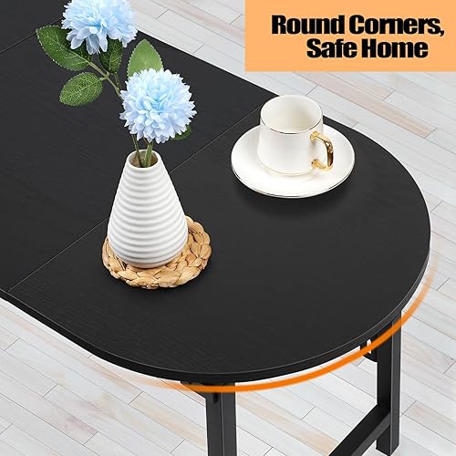 Miniatura 5 de CADUKE Folding Coffee Table, Oval Small Coffee Table for Living Room Black Center Table Leg Latches Portable Tables for Small Spaces, Home Office