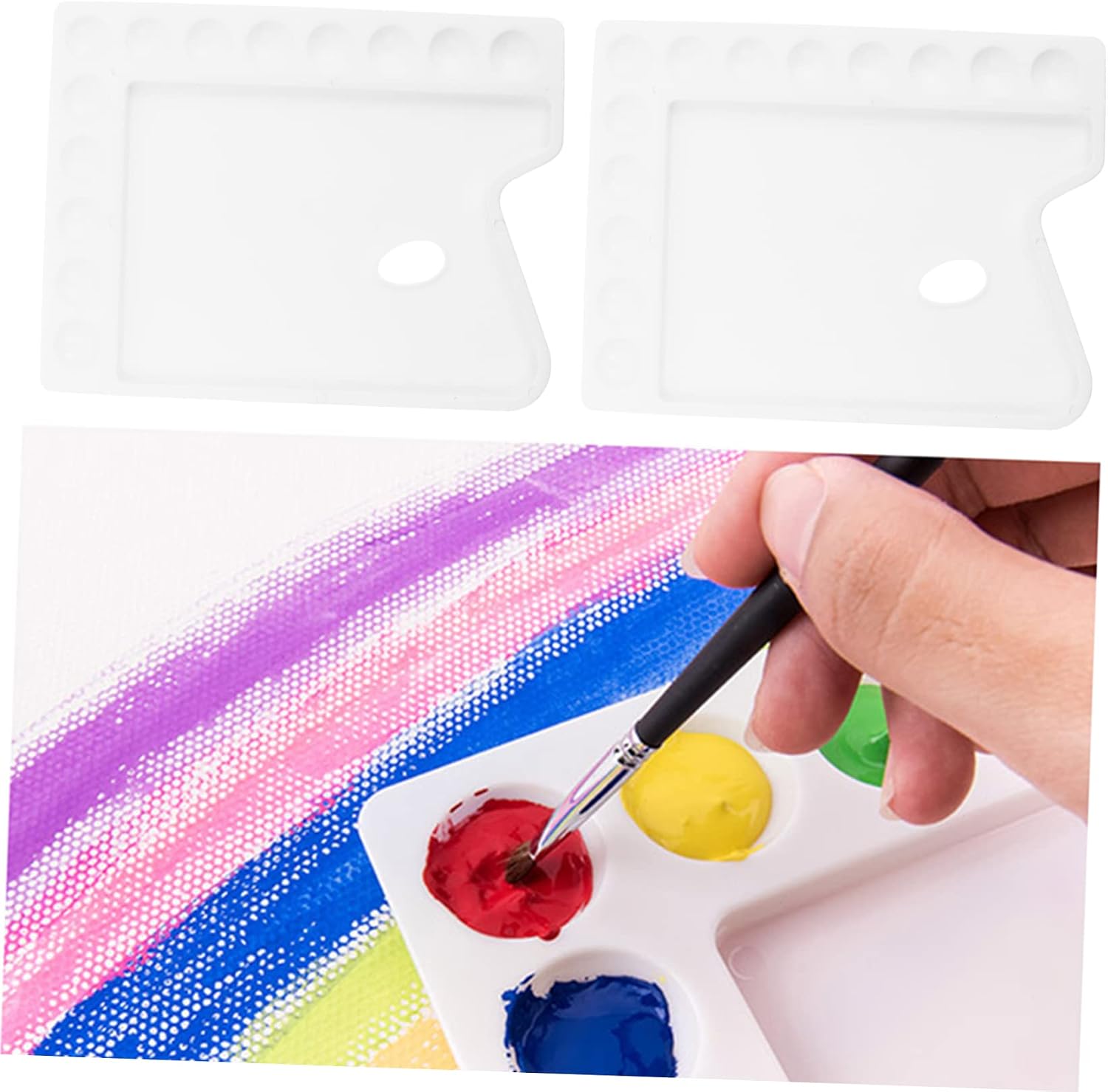 Uonlytech 3Pcs Plastic Paint Pallets with Design DIY Art Painting Board for Watercolor Mixing Durable Trays for Easy Paint Storage and Mixing for Artists and