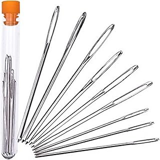 Winwinfly Large-Eye Blunt Needles, 9 Piece Stainless Steel Yarn Knitting Needles, Sewing Needles, Crafting Knitting Weaving Stringing Needles,Perfect for Finishing Off Crochet Projects (Silver)