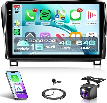 4G+64G Rimoody Wireless Carplay Car Radio for Toyota Tundra 2007-2013, Android 15 Car Stereo for Toyota Sequoia 2008-2018, 10.1 Touch Screen GPS Navigation WiFi Android auto Bluetooth Backup Camera