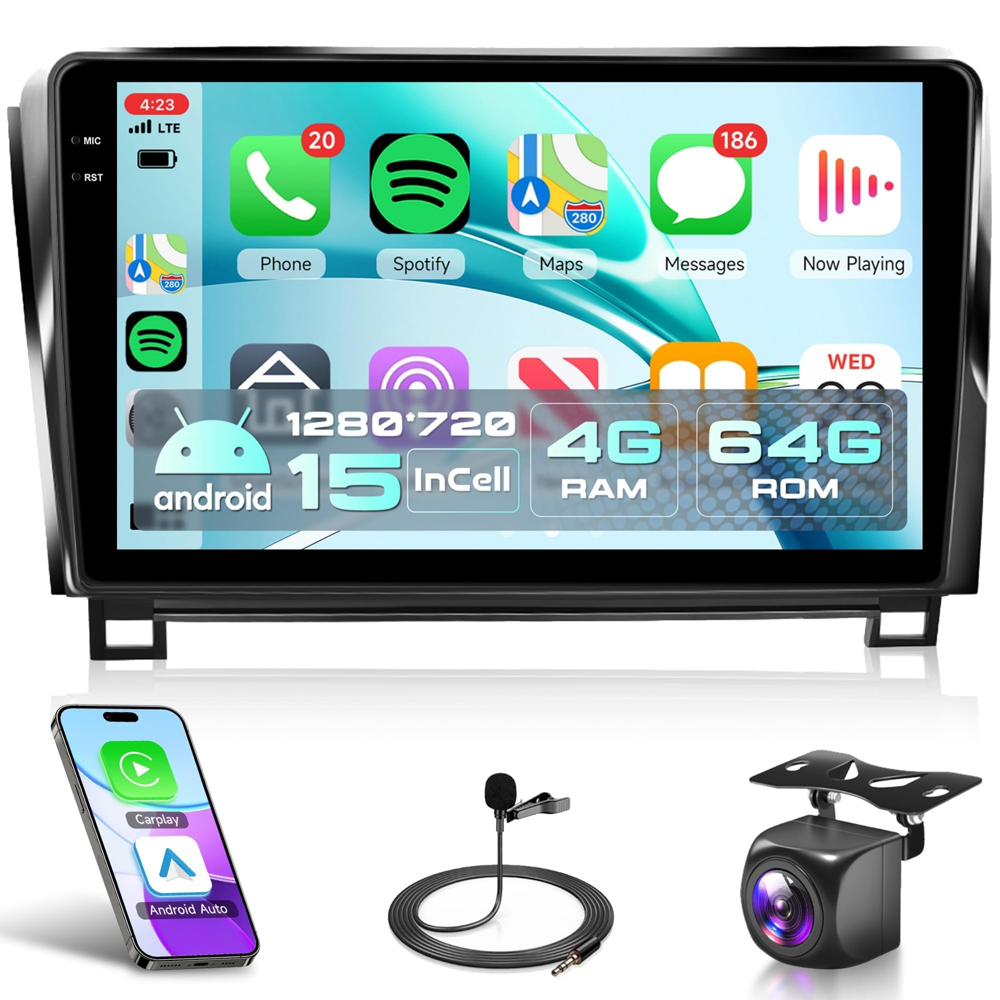 tmoonページ Amazon.com: 4G+64G Rimoody Wireless Carplay Car Radio for Toyota