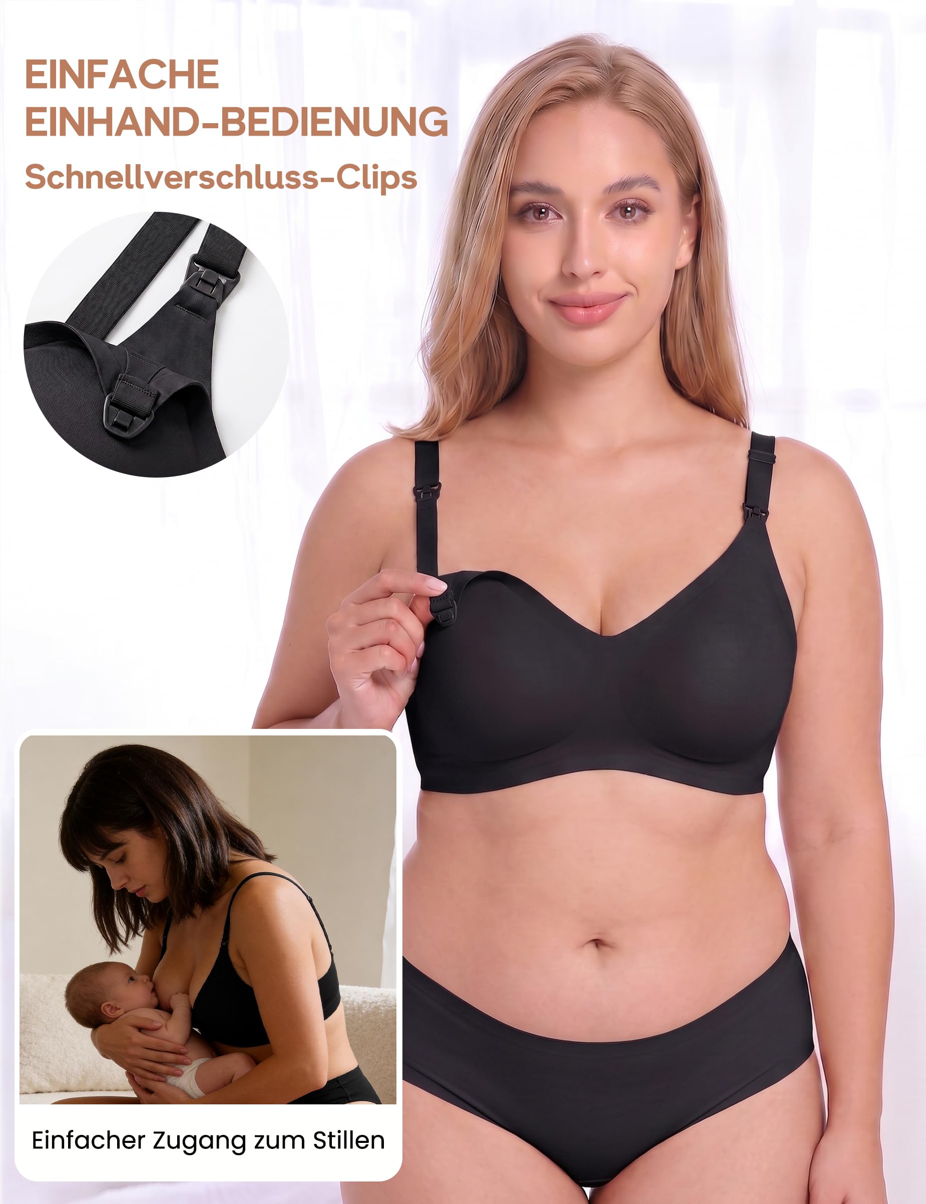 Bresdk Still BH ohne Bügel Nahtloser Schwangerschafts-BH mit zusätzlichen Bequemer Schlaf-BH Stillen und Schlaf für Frauen Mutterschaft BH Große Oberweiten