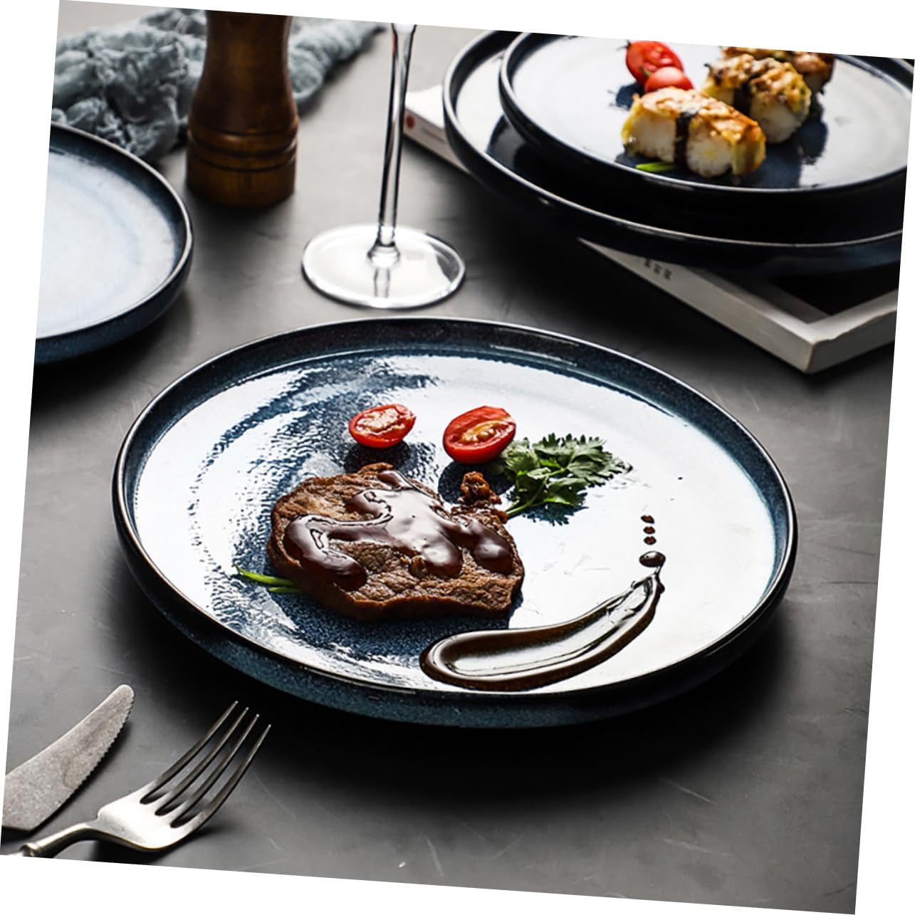Ceramic Steak Plate Dinnerware for Steak Pasta and More for Parties Banquets and Everyday Use Break-resistant and Dishwasher Safe