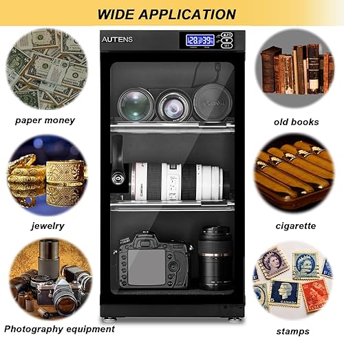 Miniatura 2 de AUTENS Caja de armario seco deshumidificadora de 50 L, control digital silencioso y ahorro de energía, 3 capas para lente de cámara DSLR SLR y