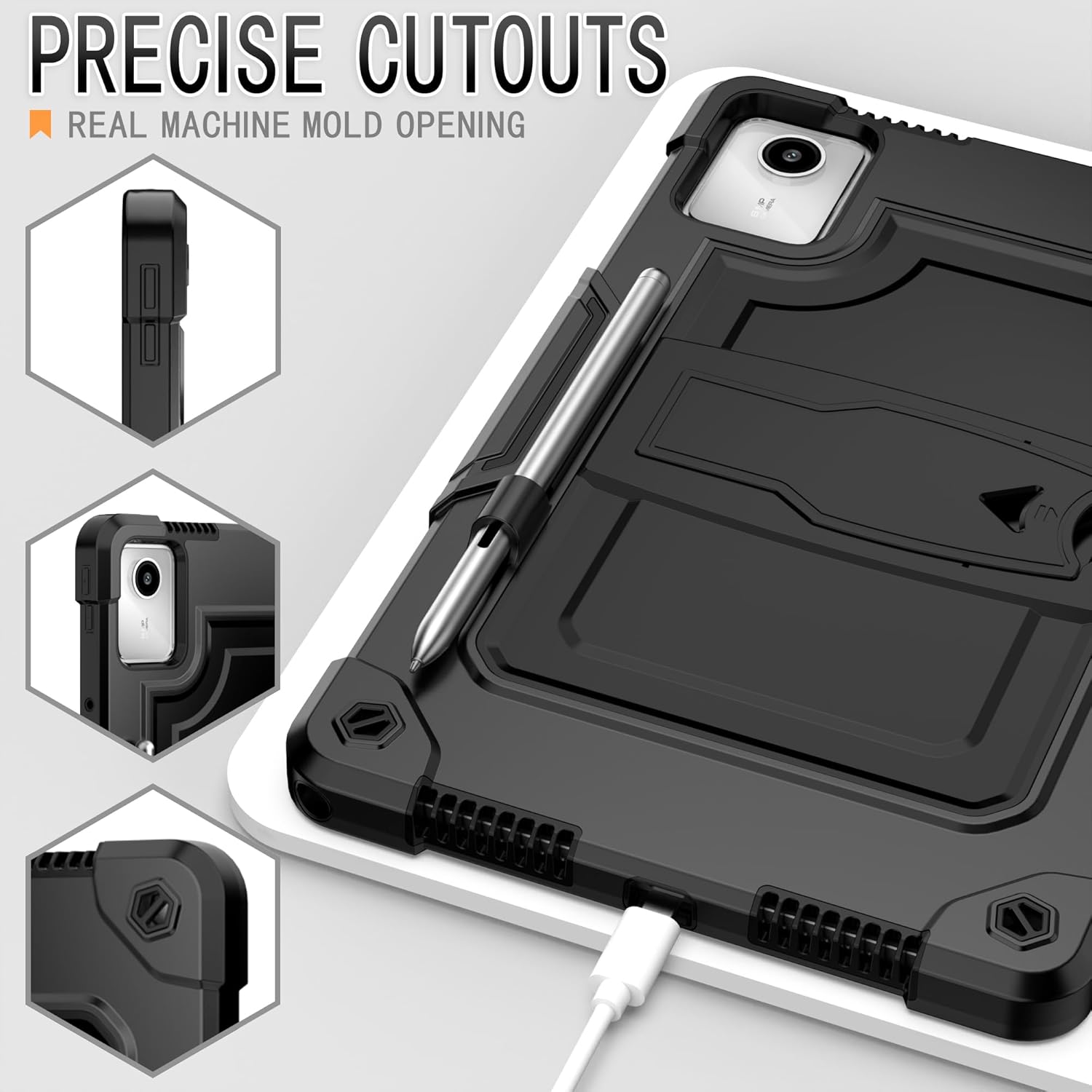 Case for Lenovo Tab M11 11 inch TB330FU/TB330XU, K11 LTE TB330XU, Xiaoxin Pad 2024 TB331FC Tablet Case with Screen Protector, Black