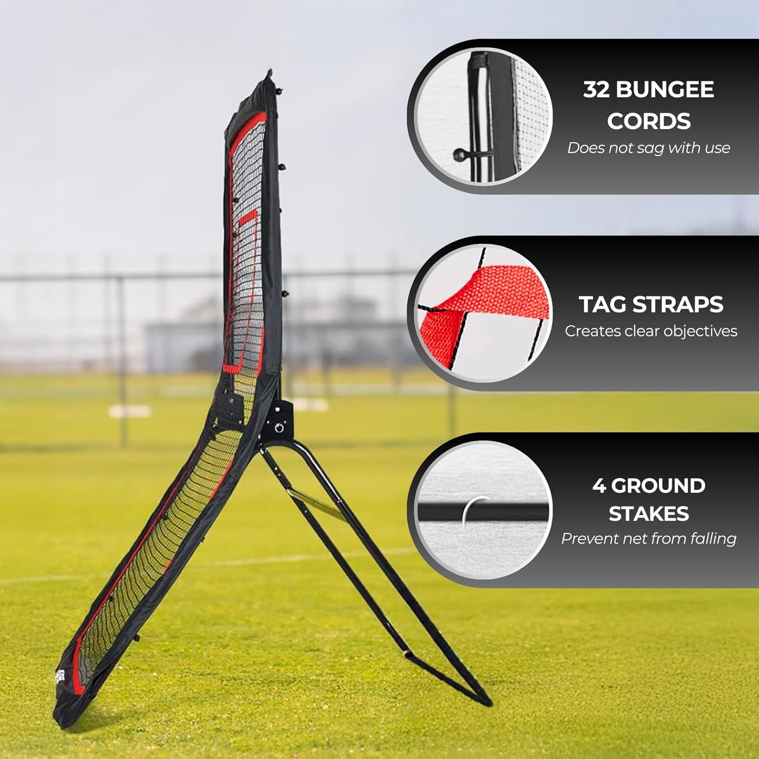 4x7ft Lacrosse Rebounder for Backyard, Fields or Indoors - Strong Rebounder Net with 5 Rebound Angles, Neon Target Strap, and 2 Balls - Durable and Versatile Lacrosse Training Equipment