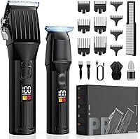 Solati Professional Cordless Hair Clippers for Men & Kids - Beard Trimmer Kit with LED Display, 300Min Battery, Quiet Barber Grooming Set (Black)