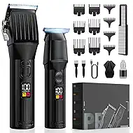 Cordless Hair Clippers for Men Beard Trimmers Kit with LED Display Rechargeable Haircut Grooming Shaver Gift for Men Women Barber Kids (Black)