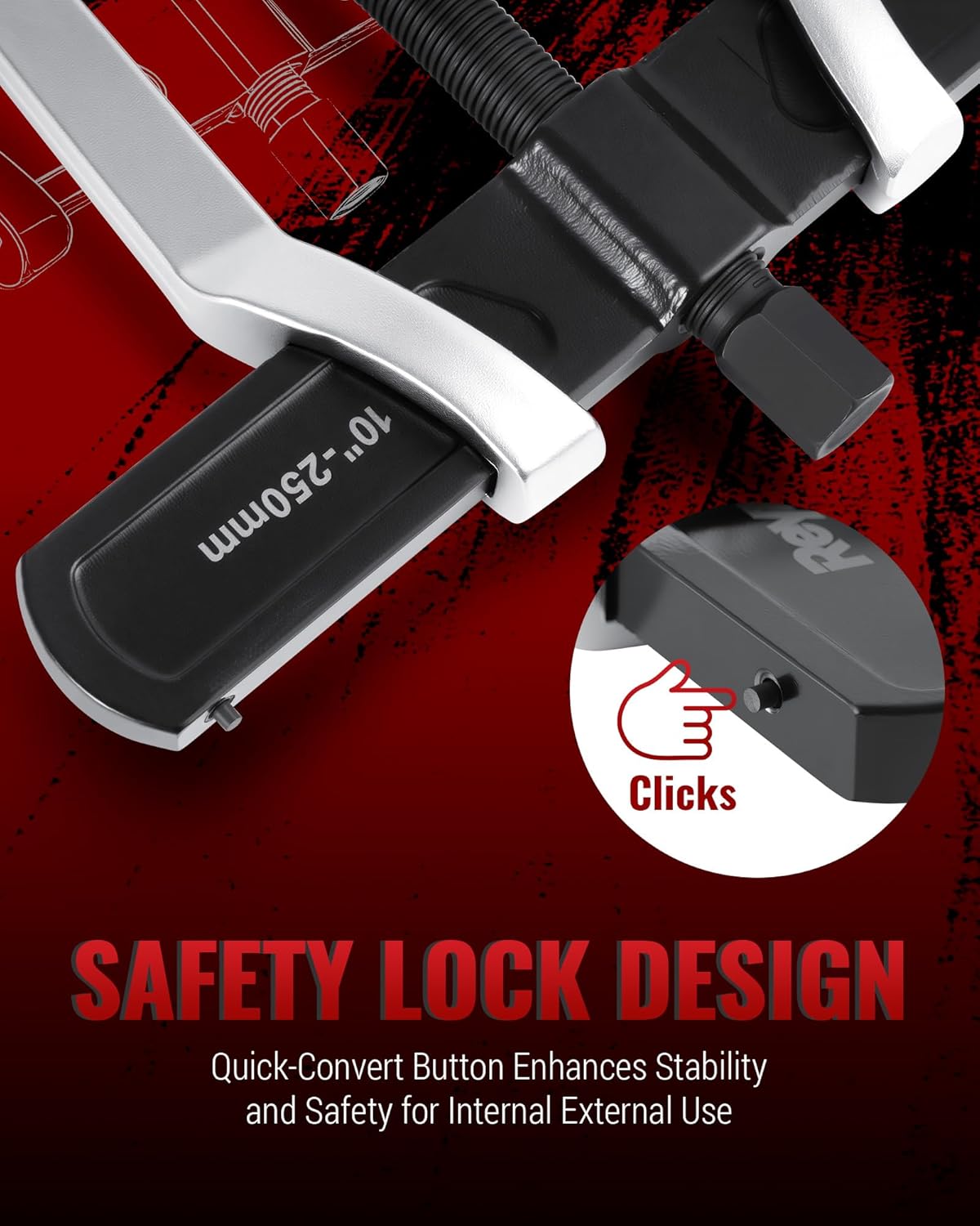 2-Jaw Reversible Gear Puller for External (8.2" Max) & Internal (10.5" Max) Pulling, Heavy-Duty Bearing, Flywheel, Pulley and Gear Remover Tool, Adjustable CR-V Steel