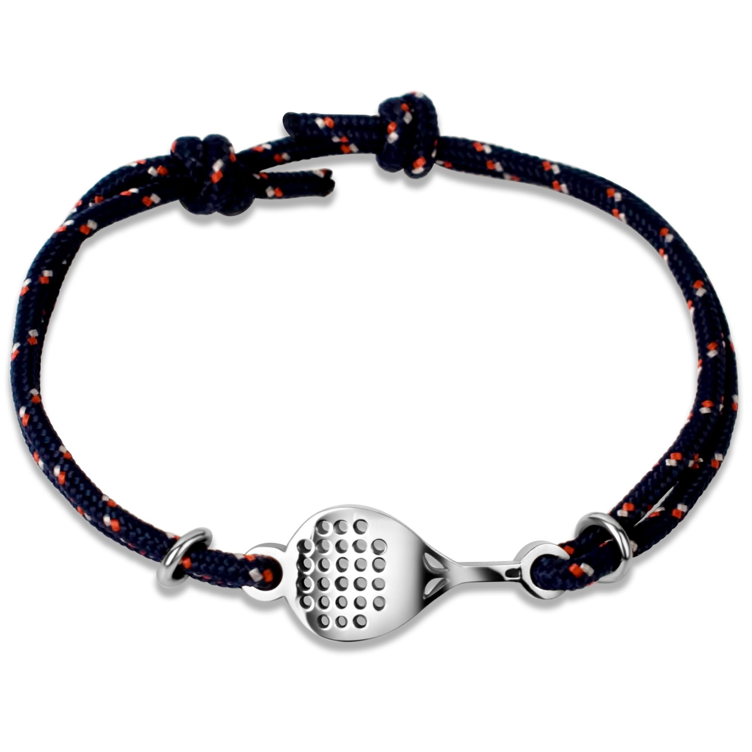 Ernestine - Bracelet Padel réglable acier inoxydable cordon - bijoux raquette sport homme femme - idée cadeau original joueur accessoire poignet bijoux silvergrip - Bracelet Padel homme et femme