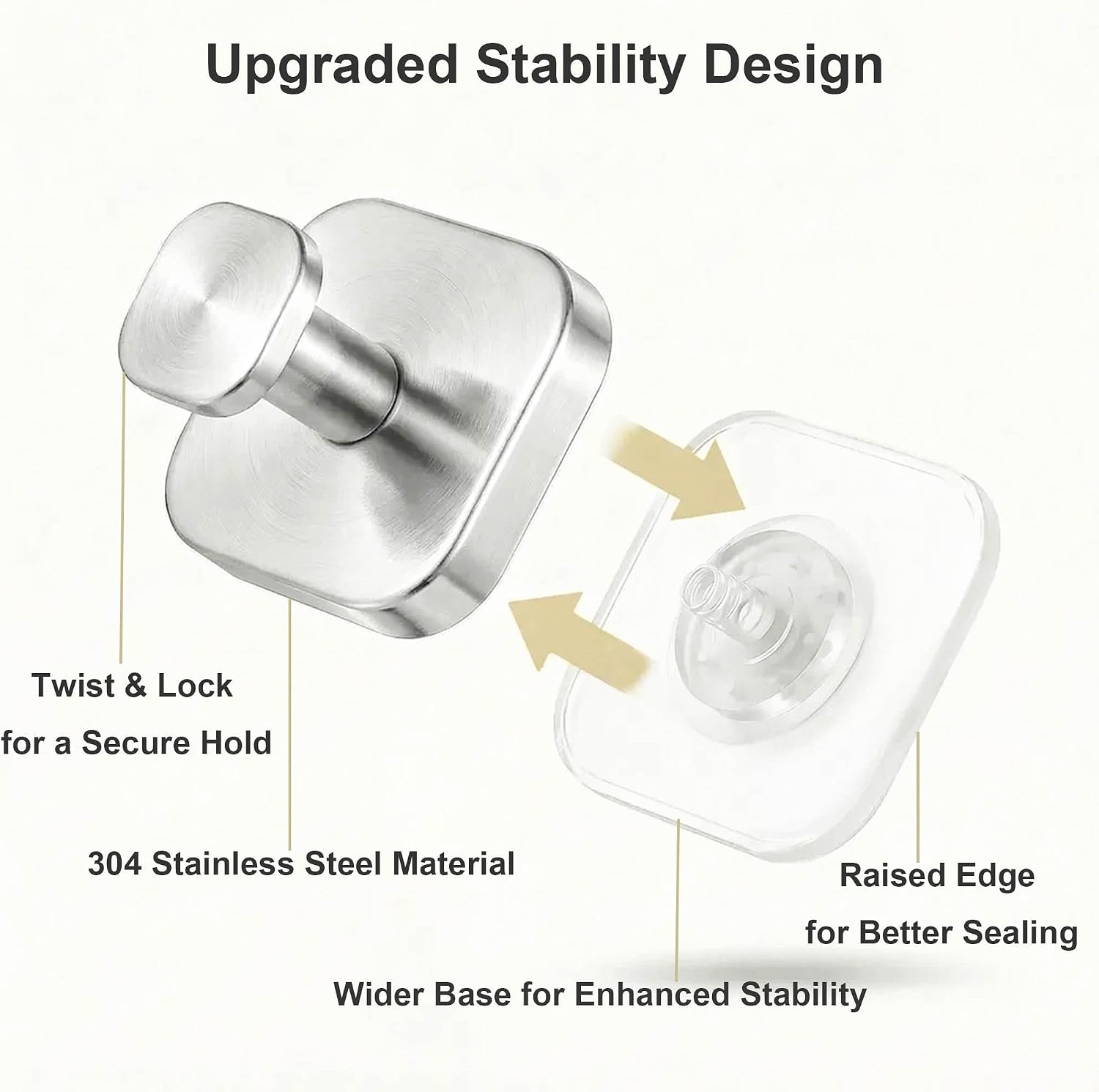 Suction Cup Hooks for Shower, No Drilling Reusable & Removable Bathroom Hooks with Strong Suction, for Tile, Glass, Mirror & Smooth Surfaces (Brushed Nickel, 4 Pack) image 3