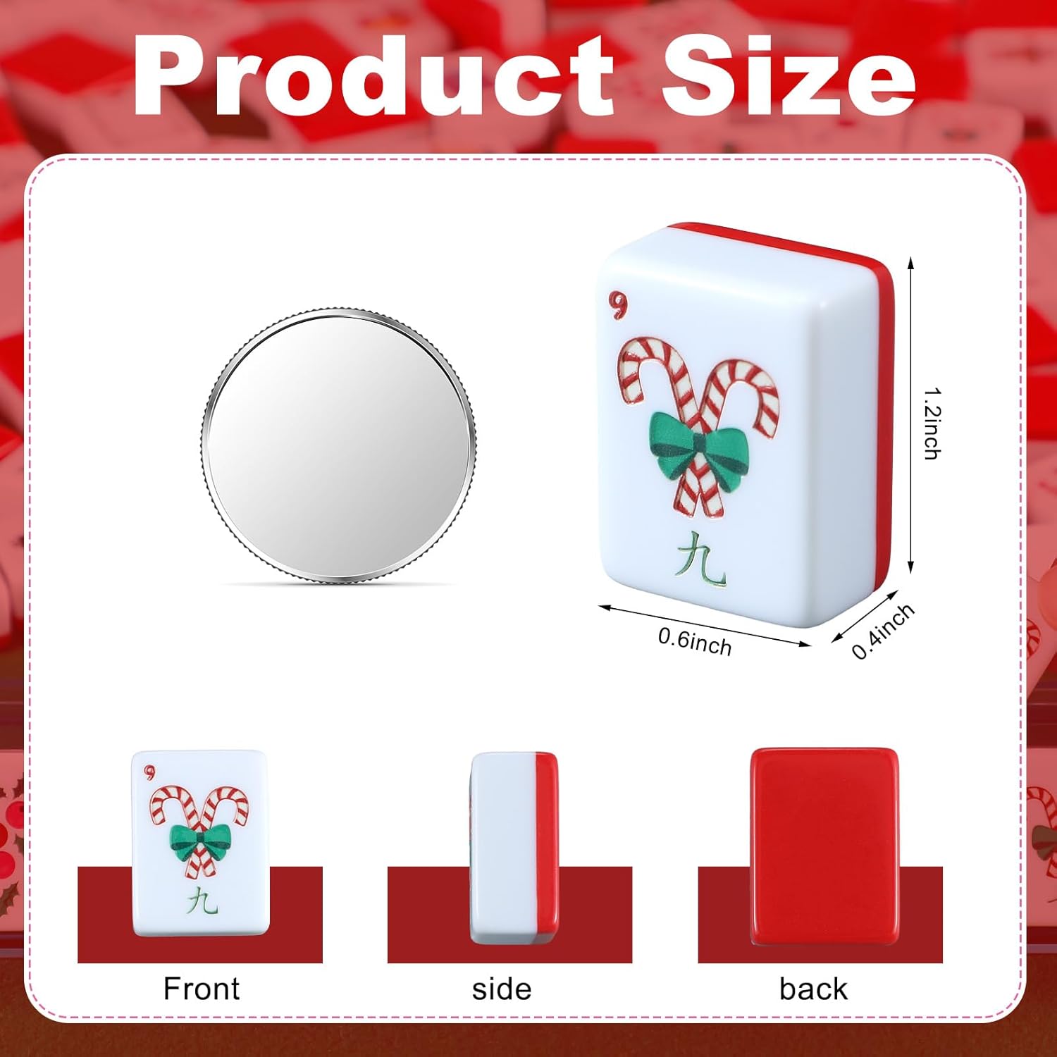 160 Pcs Christmas American Mahjong Set Only, 1.2 x 0.87 Inches Red Back Melamine Mahjong Tiles, Hand Carved Pattern for Adult Mah Jong Social Games, Mah Jong Lovers