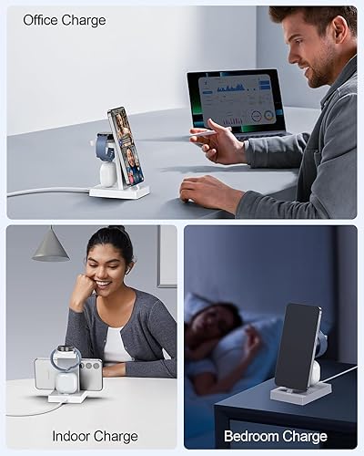 Miniatura 6 de NANAMI Estación de carga 3 en 1 para dispositivos Samsung - Soporte de carga rápida USB C de 30 W para Samsung Galaxy Watch 76543, base de carga