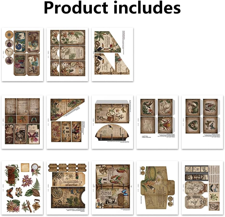 XINPOCUT Autumn Diary Folio Junk Journal Kit,Folio Booklet Craft Kit, Junk Journal Kit, Scrapbooking Supplies, Journaling Decor, Mini Folio Writer Folder Project, Arts & Crafts Gifts