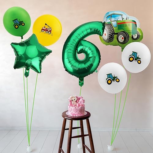 Miniatura 3 de 9 piezas de suministros de fiesta de cumpleaños de tractor, globos de tractor con cinta y pajita, globos de película de aluminio, decoraciones de
