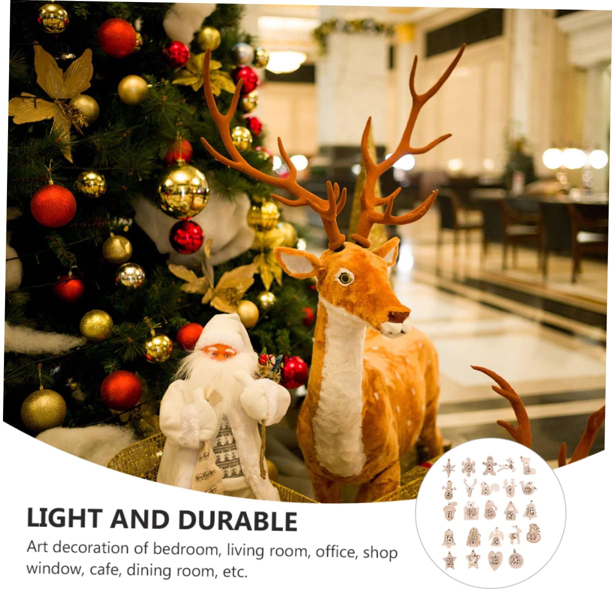 MAGICLULU 24pièces Calendrier De Bois Pendentifs Décoration Suspendue Pratique pour Placard Et Accueil Invités