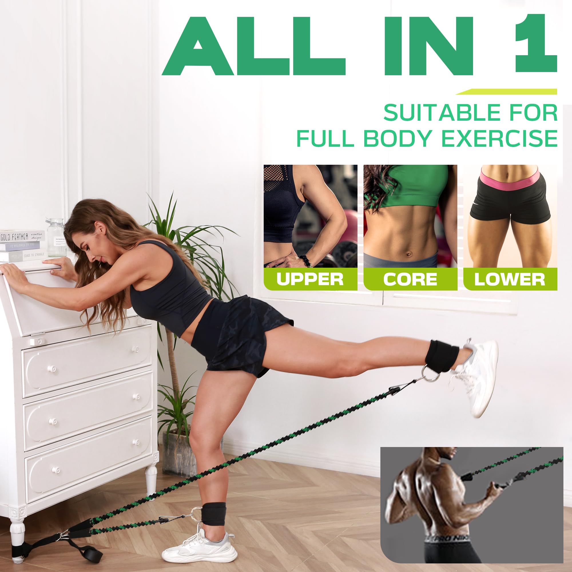 Knöchel-Widerstandsbänder Mit Manschetten, Knöchel-Widerstandsbänder Für Beintraining, Knöchelriemen Mit Übungsbändern Für Po-Lifting, Booty-Training Für Kickbacks, Hüft-Fitnesstraining (Rosa