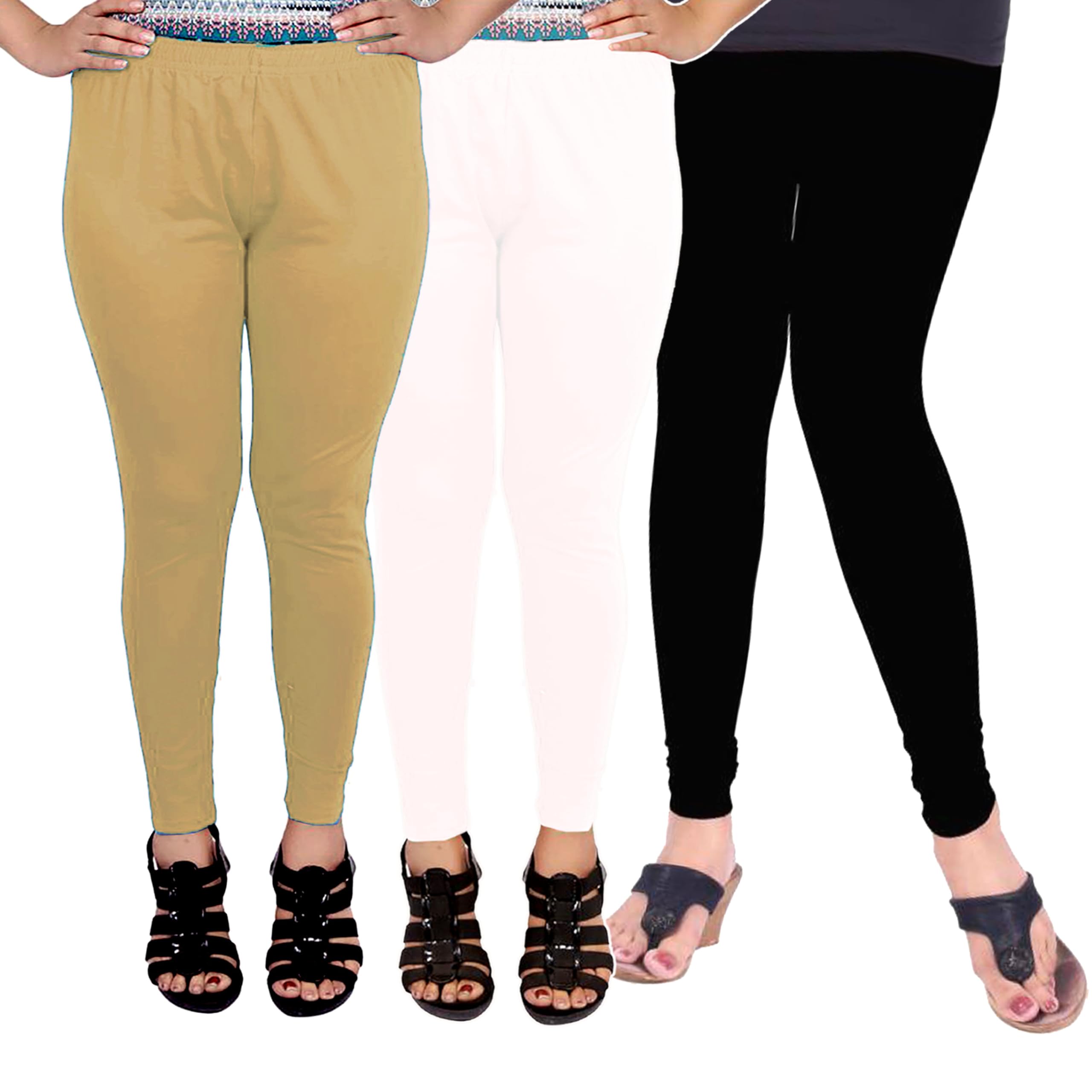 Girls Cotton Non-Transparent Regular Fit Ankle Length Leggings_Pack of 3_Design-4..-image-14