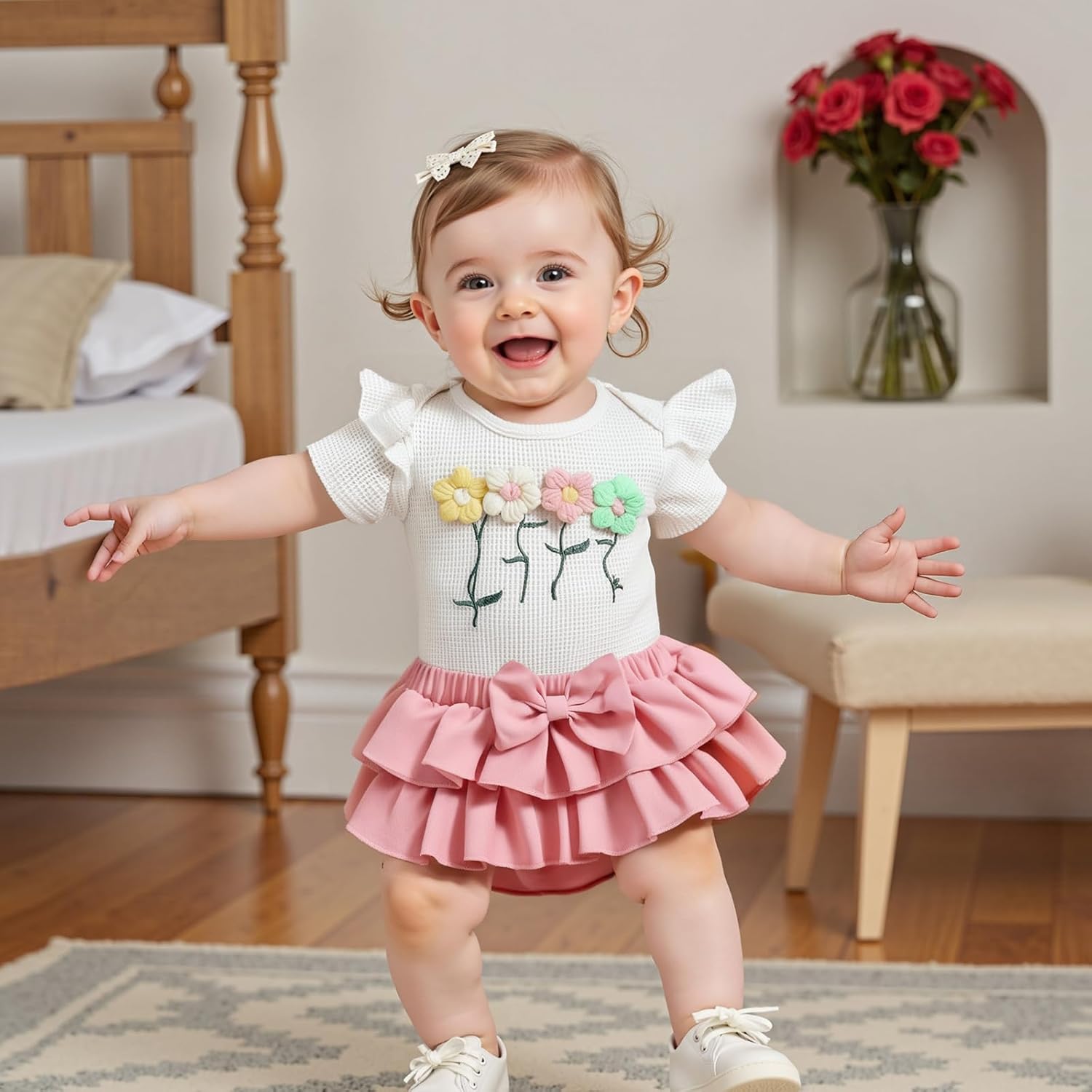 Mubineo Baby Girl Clothes Summer Outfits Cute Flower Romper Ruffle Skirt Shorts Skort Newborn Outfit Bodysuit Sets - Image 2