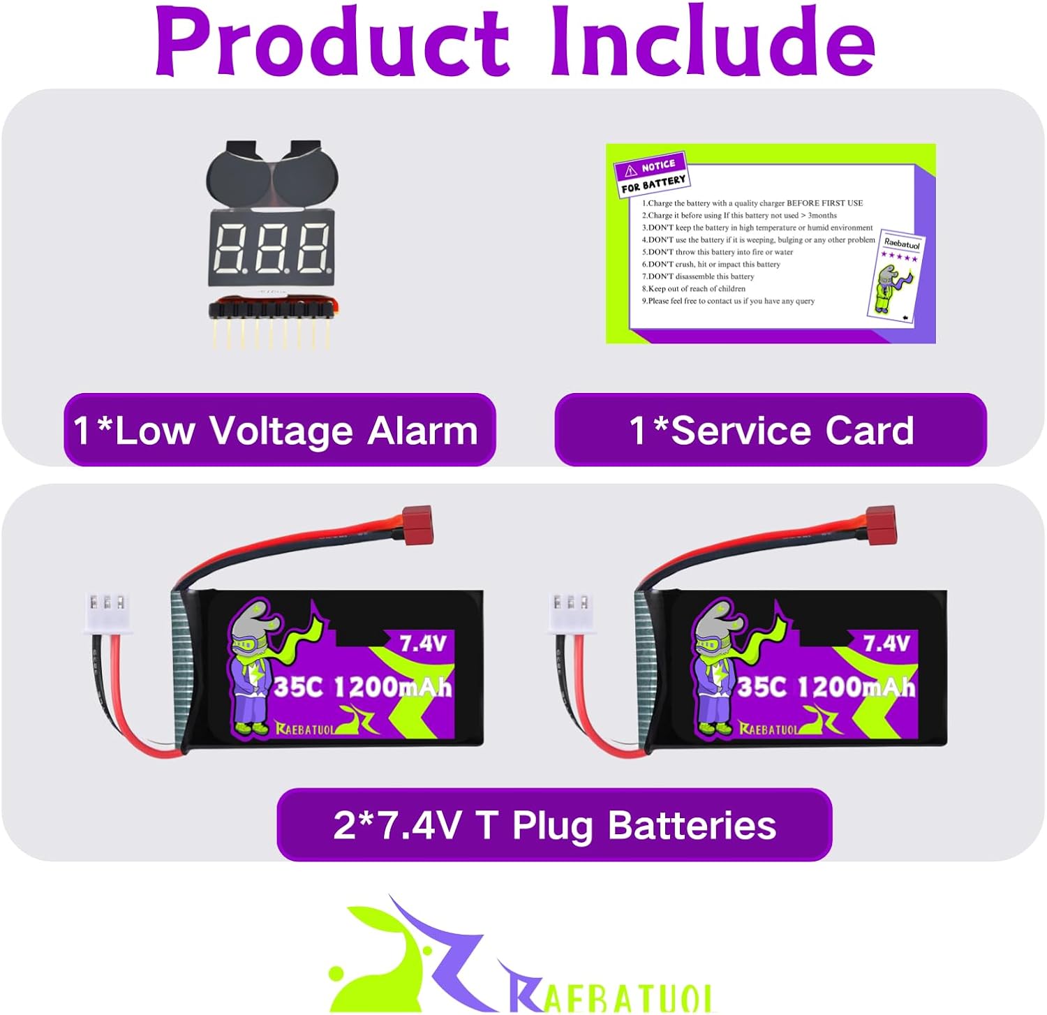 7.4V 1200mAh 35C T Plug(red) LiPo Battery,Fit for HBX BEZGAR RC Car Compatible with Some 1/10, 1/12, 1/16, 1/18 Scale Remote Control Speed Truck with Low Voltage Alarm