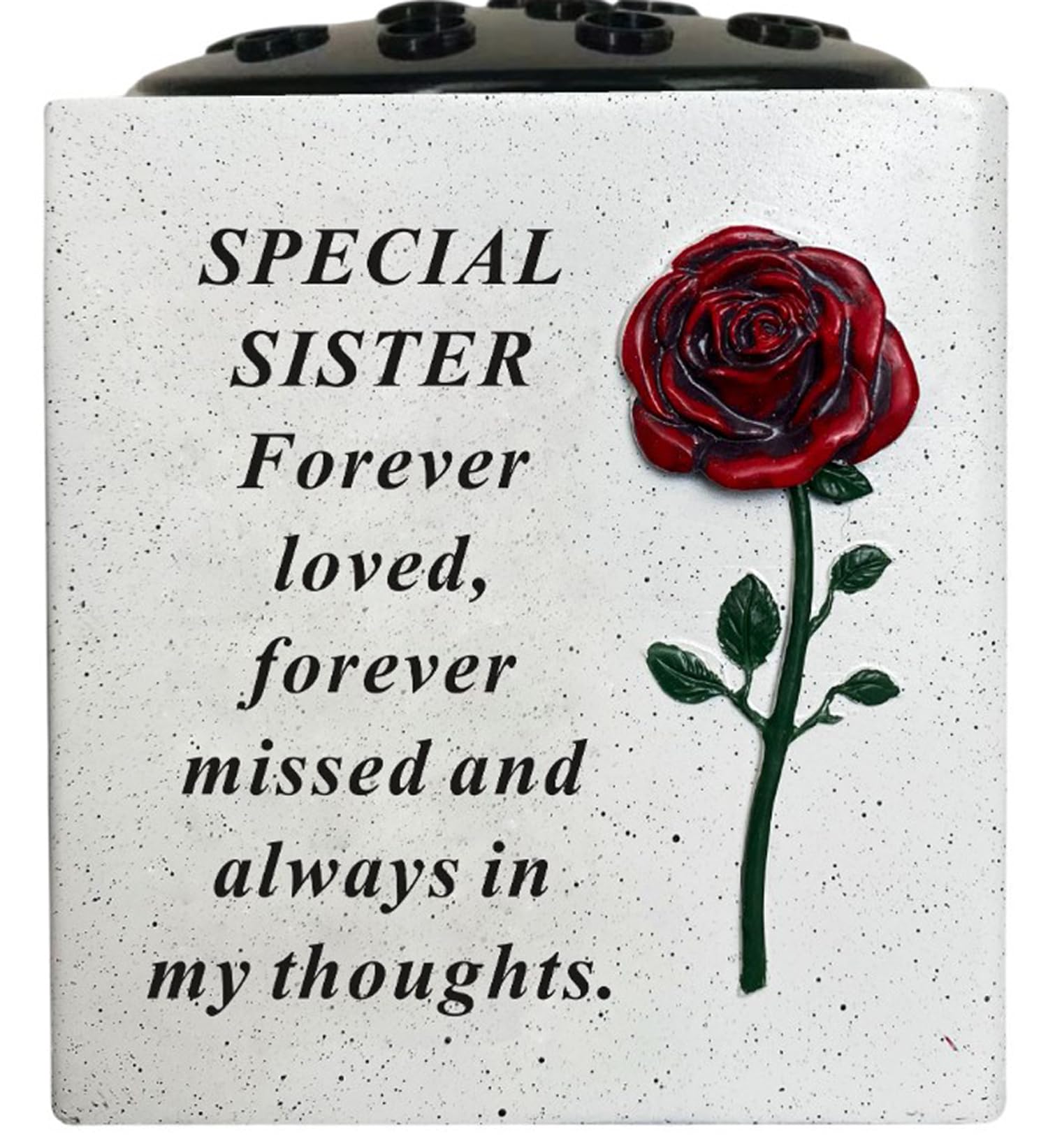 David Fischhoff Ivory Sister Memorial Grave Vase Rose Bowl Red Rose Flower Holder Cemetery Flower Pot