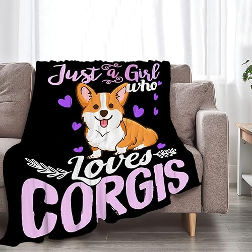 Miniatura 1 de Manta linda de Corgi con texto en inglés Just A Girl Who Loves Corgis para mujeres, amantes de los corgi, manta de forro polar suave y acogedora