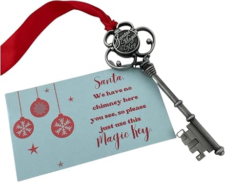 Santas Magic Key for House with No Chimney Ornament, Christmas Ornament, Skeleton Key Santa Key, Santa Claus Decoration, Santas Key, Keys, Ornaments, Enchanted, Clause, Decorations, Christmas Eve
