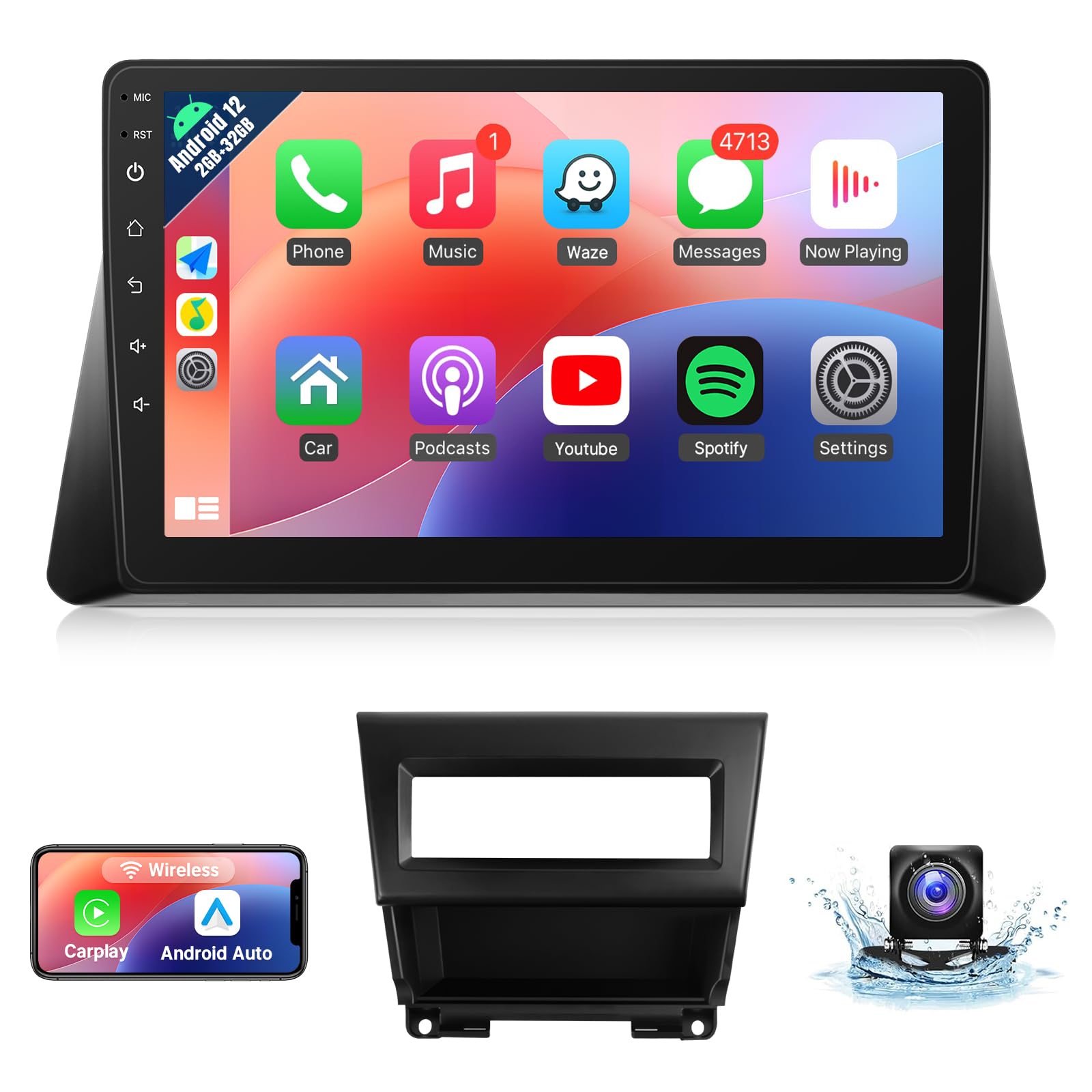 Naifay Android Car Stereo for Honda Accord 8th 2008 2009 2010 2011 2012 2013 with Carplay Android Auto, 2+32GB 10.1 Inch Touch Screen for Honda Accord Car Radio Bluetooth GPS WiFi FM SWC MirrorLink