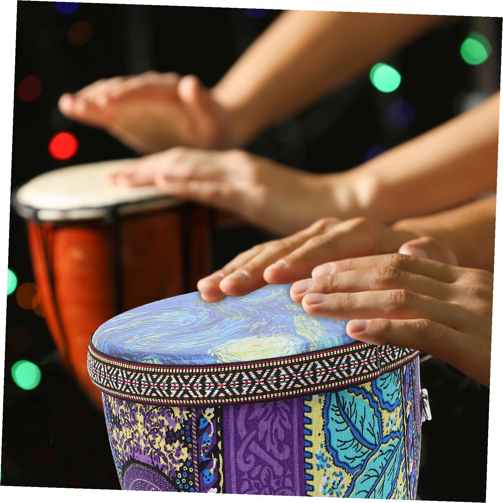 Djembé Africano de 8 Pulgadas para Adultos y Niños Principiantes | Pvc Ligero y Portátil, Patrón Único de Varios Estilos, Uso Versátil para Percusión y Tamborilear Estilo Aleatorio