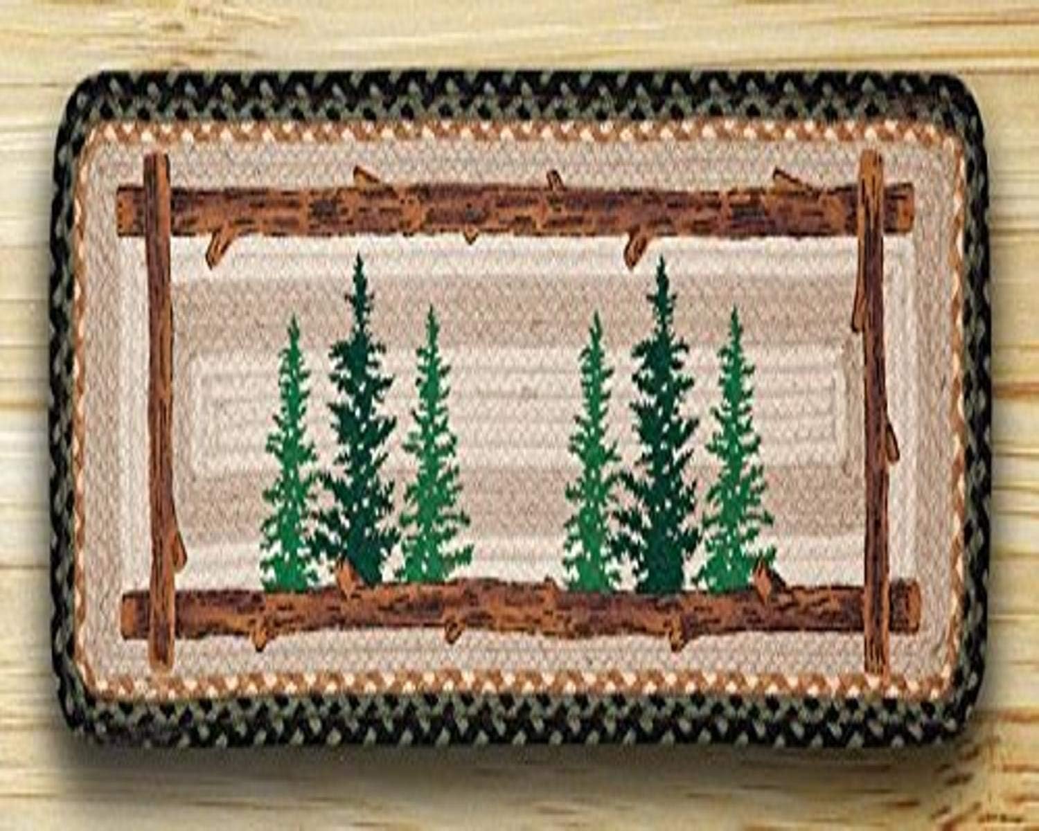 Earth Rugs TR-116 Tall TImbers 13x36 Rectangle Table Runner, 13" x 36", Black/Green