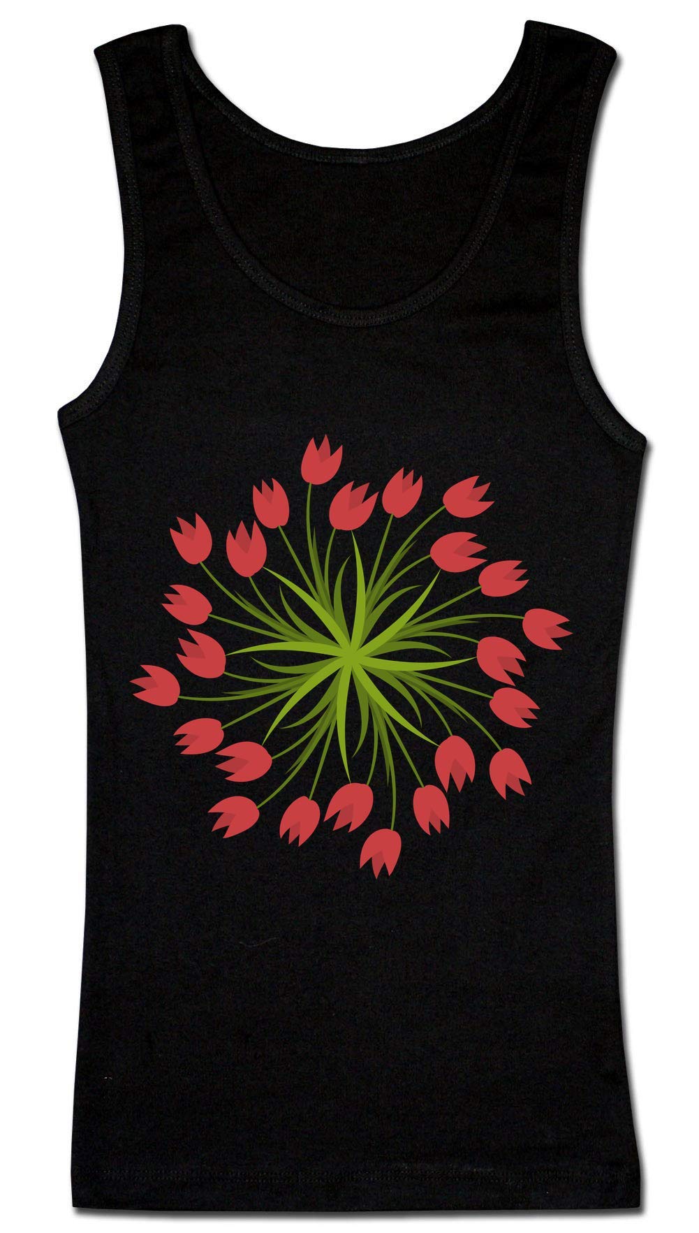 Mandala Style Circle of Red Tulips Women's Tank Top Shirt