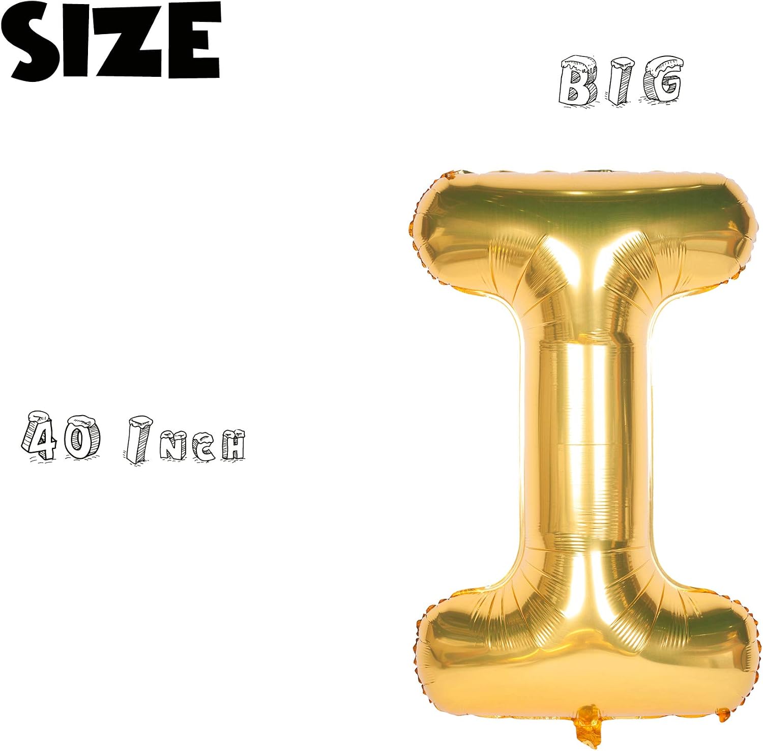40 Inch Giant Gold Letter I Foil Helium Balloons Single Birthday Party Decoration Supply Baby Shower image 3