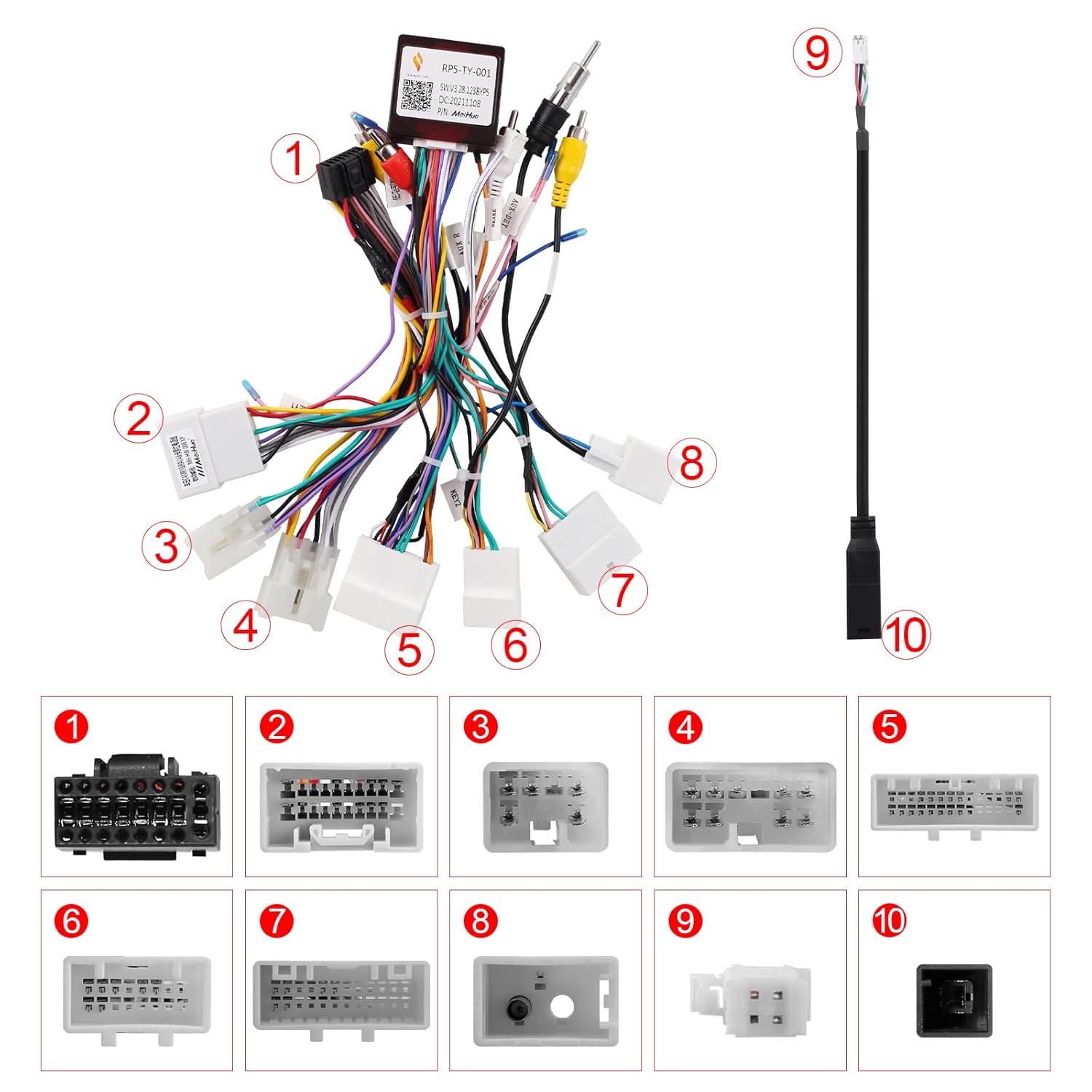 Car Stereo Wiring Harness Connector for Toyota Sienna Camry RAV4 Highlander 2012-2017,16PIN Radio Wire Harness Power Cable with CANBUS Support Factory Camera/JBL Amplifier/Steering Wheel Control