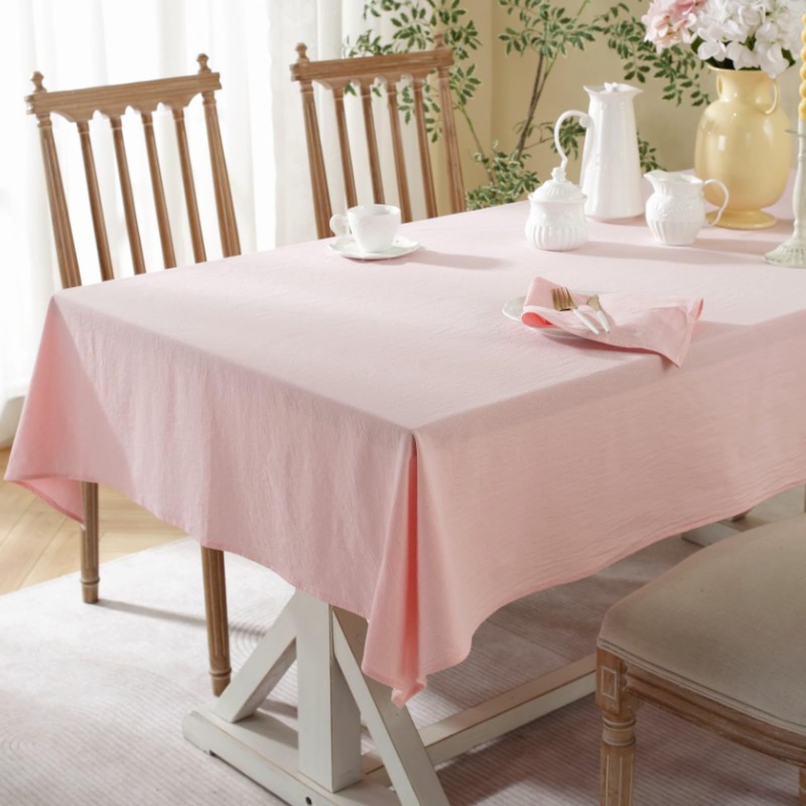 Nappe rectangulaire coton et lin pour nappe de fête et repas chaleureux en famille