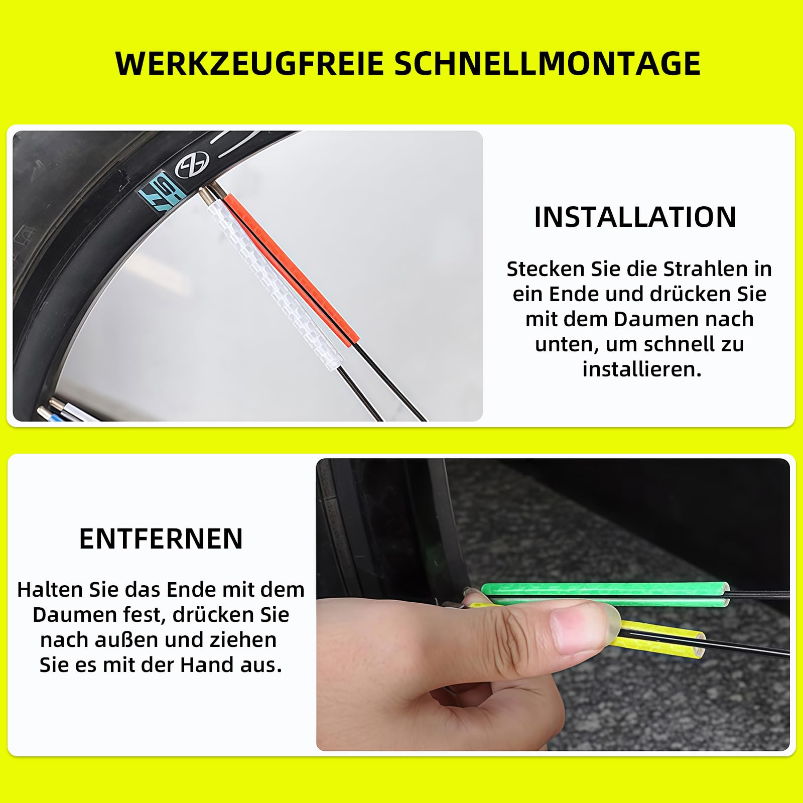 Lot de 72 réflecteurs pour vélo à 360° – Ensemble résistant à l’eau, montage simple