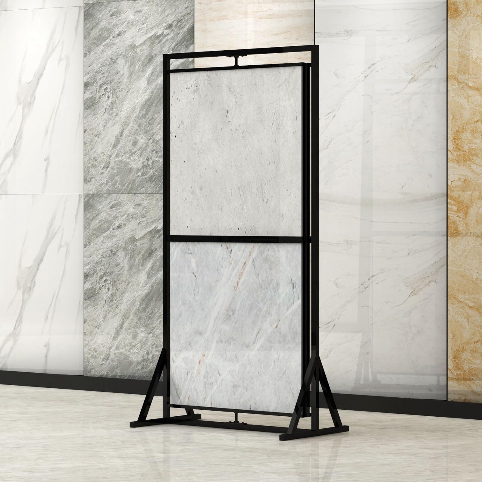 Jkjzsalj Metal Tile Display Rack For Large Format Marble Slabs,Wood Floor,And Craft Shows - Durable Standing Stone Showcase,90X50x176cm
