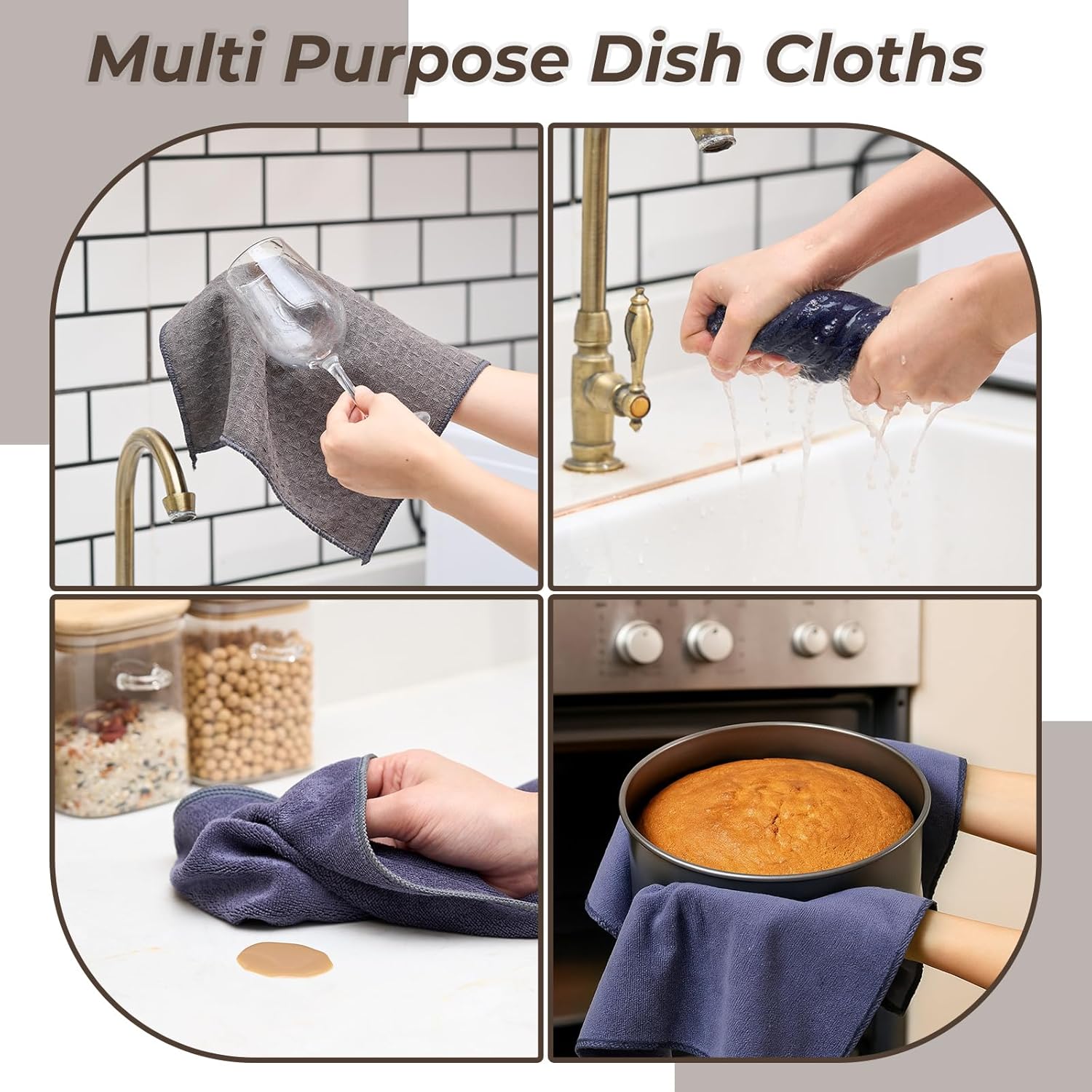 27 Pcs Kitchen Towels and Dish Cloths Set, Heat Resistant Oven Mitts Pot Holders Kitchen Absorbent Towels Dish Rags Dishcloths Reusable for Cooking, Grilling, Baking - Image 5