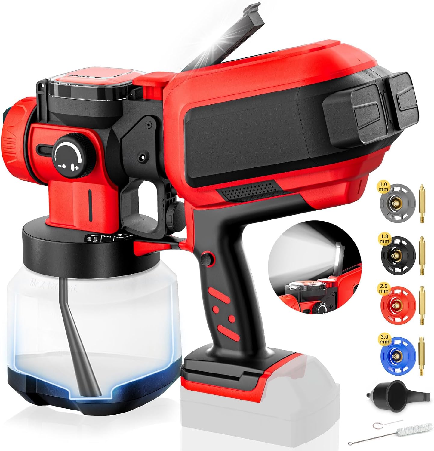 Automatic Paint Sprayer Compatible for MWK 18V Original Battery(NO Battery), Cordless Electric HVLP Paint Sprayers with Auto-Spraying, Brushless Motor, LED Light, for Fence Walls Cabinet(Bare Tool)