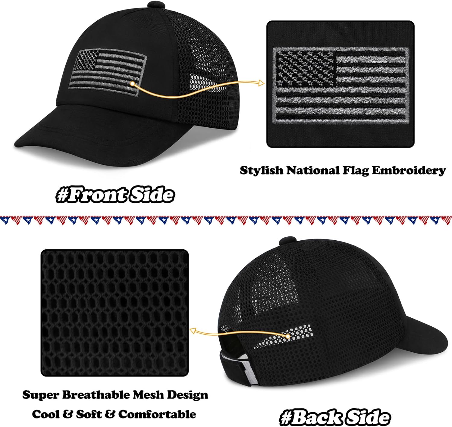 Sarfel Toddler Baseball Hat Baby Baseball Cap Infant Hats Toddler American Flag Hat Kids 4th of July Hats USA - Image 2